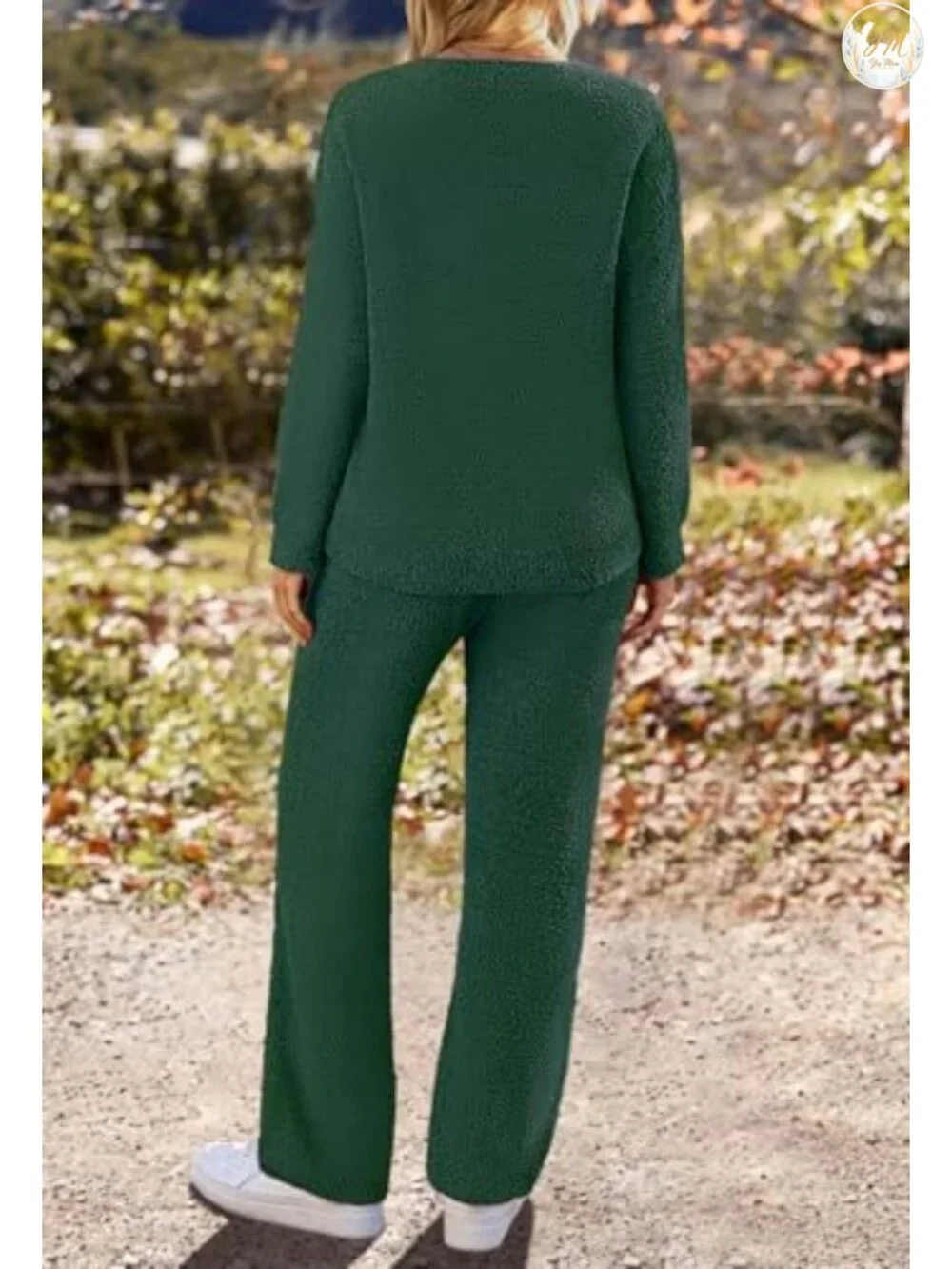 Fuzzy Fleece 2 Piece Pajama Lounge Set - Long Sleeve V-Neck
